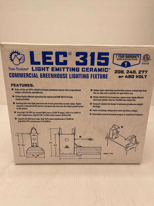 LEC 315 Watt 240 Volt Ceramic Metal Halide 3100k w/ All Purpose Spectrum Philips Bulb included