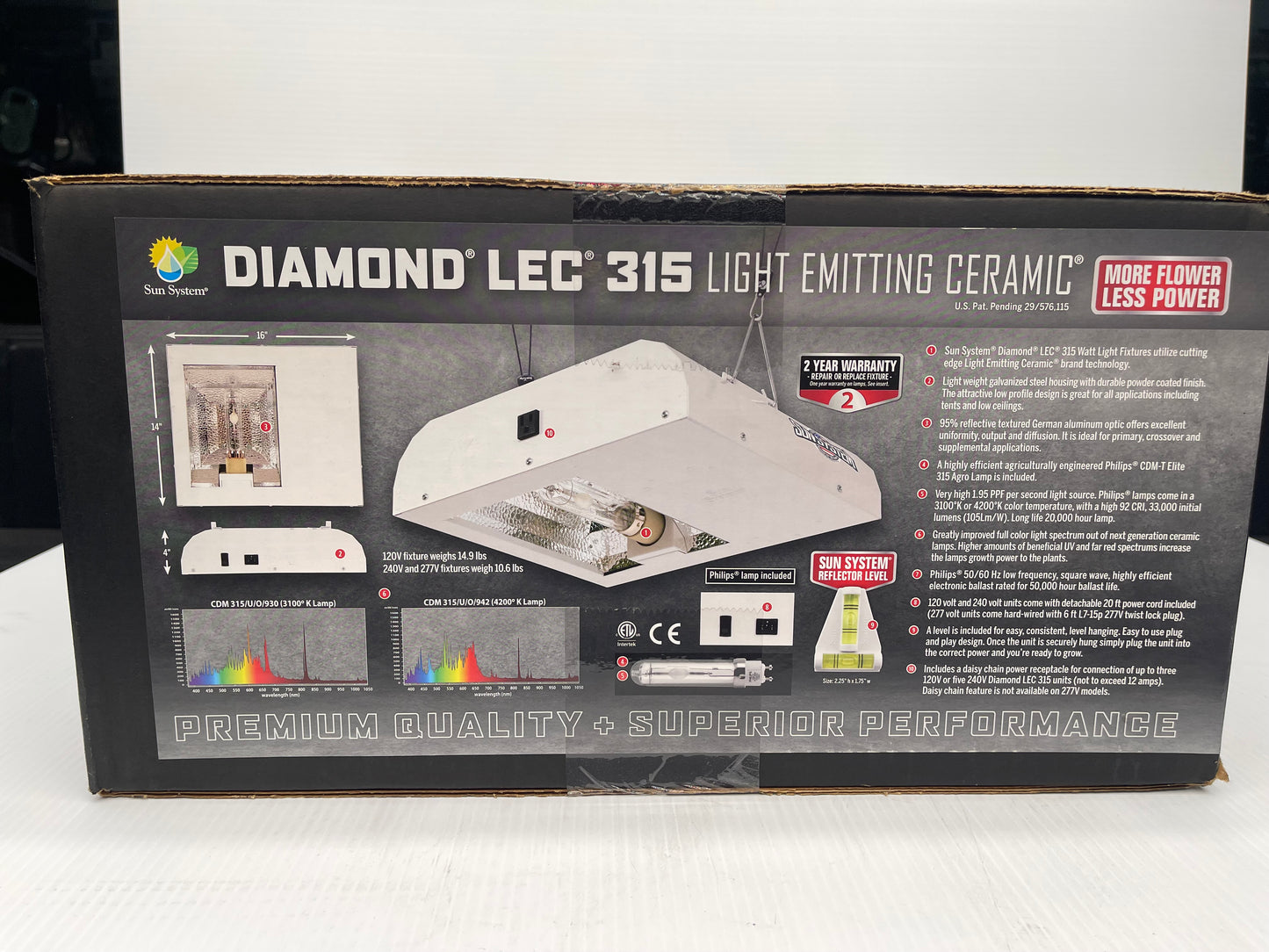 Diamond LEC Ceramic Metal Halide Fixture/ballast/bulb 240V-277V w/3100K bulb (Flowering)