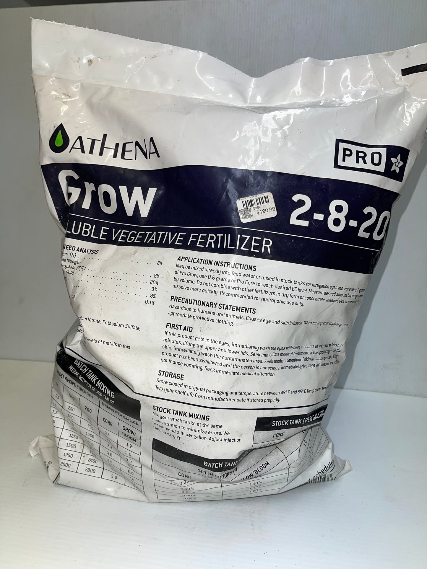 Athena Pro Grow 25lb 2-8-20