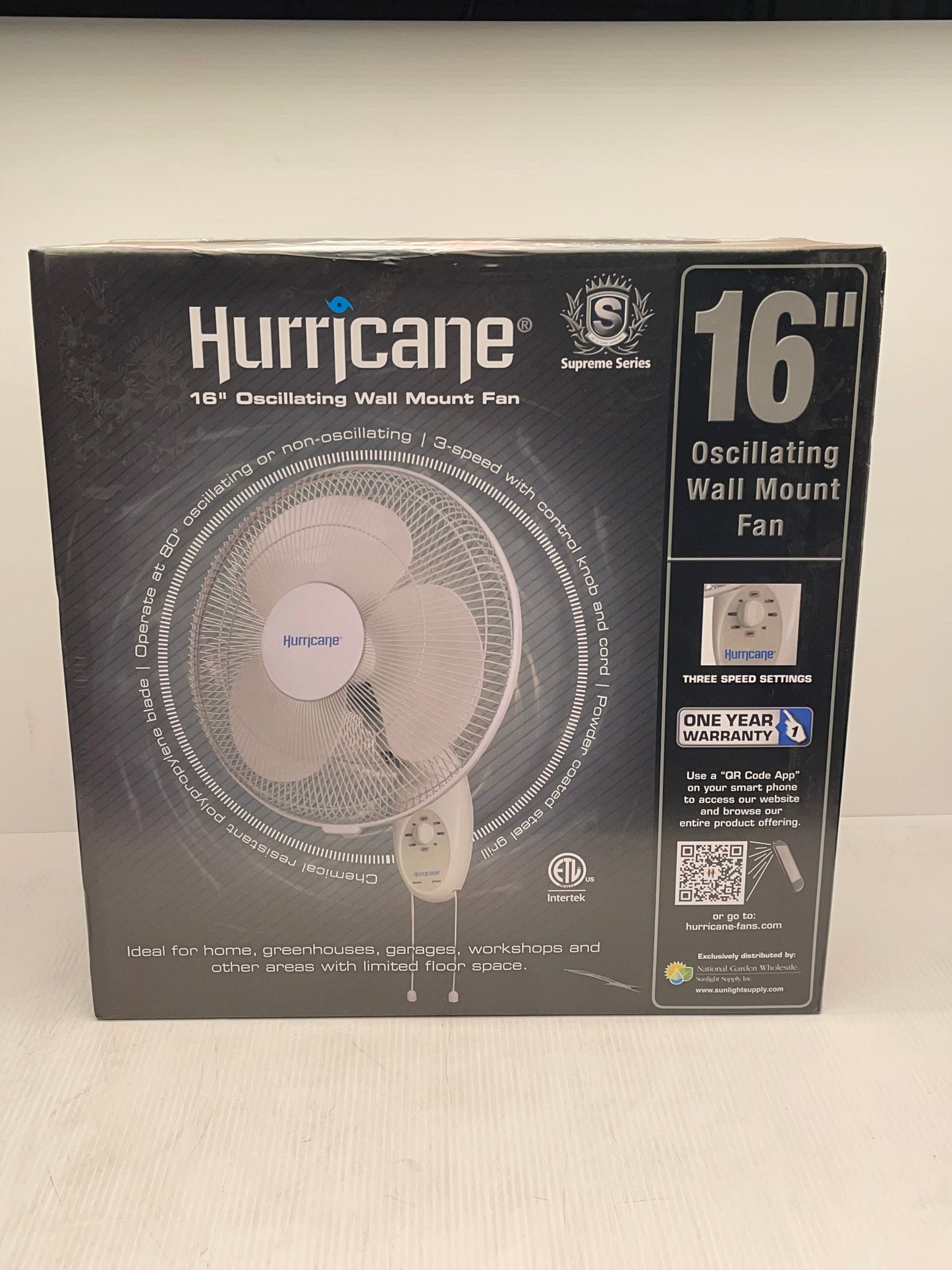 Hurricane 16" Oscillating Wall Mount Fan
