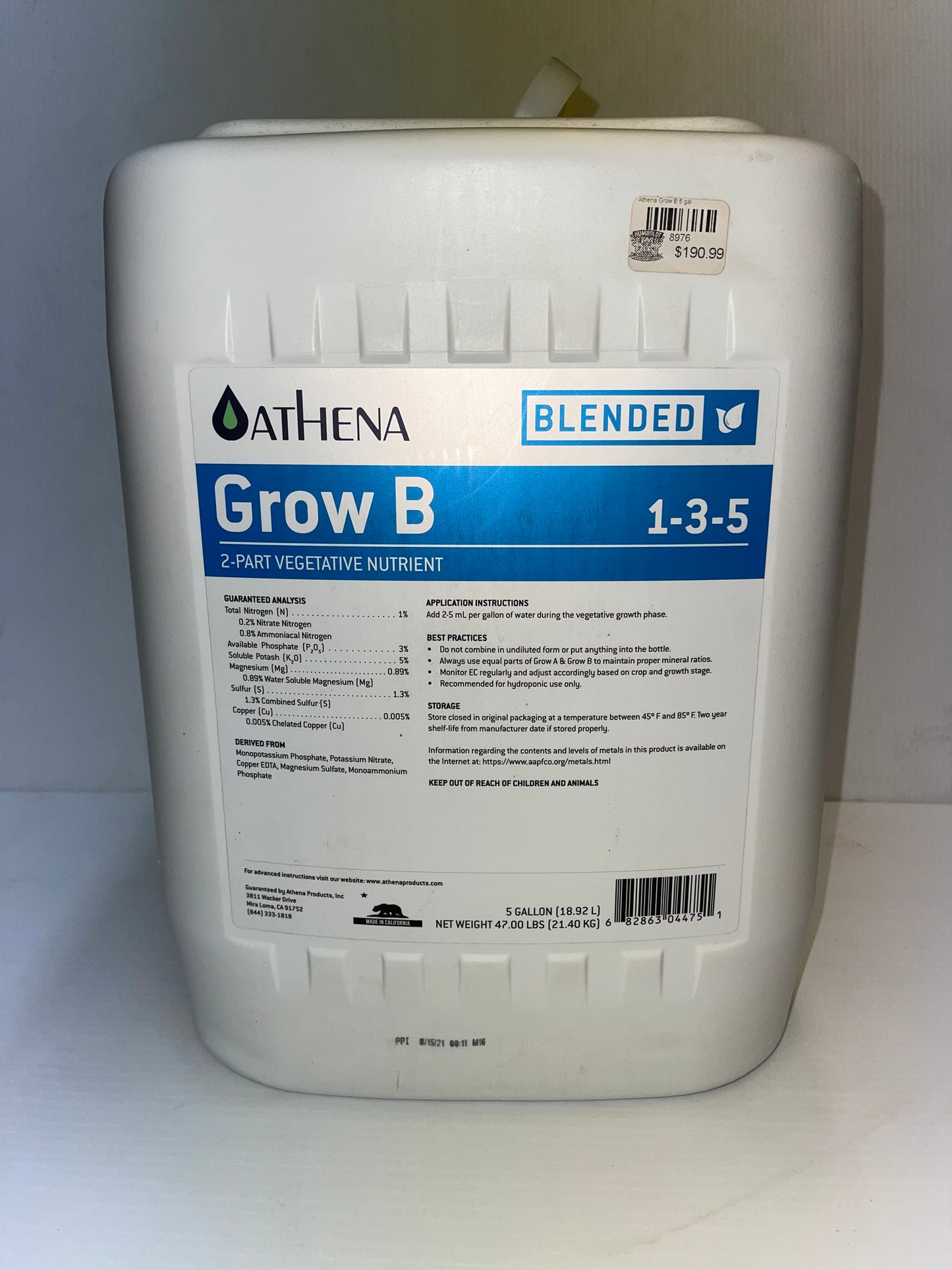 Athena Grow B 5 Gallon 1-3-5